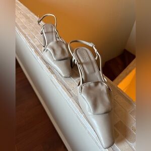 Tibi Warm Grey Slingback Heels